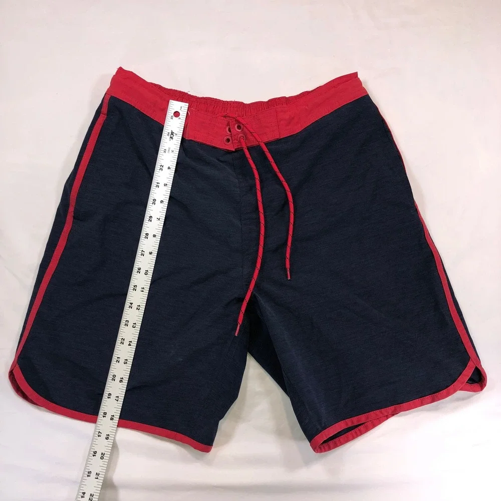George Mens Swim Trunks Blue Cove Red Trim Board Shorts Size M 32-34 GM29397
